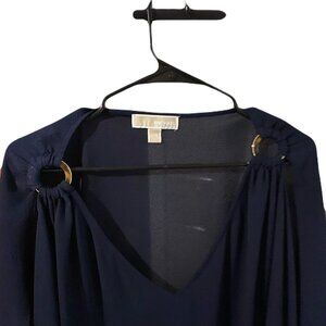 Navy Blue Long Sleeve Michael Kors Blouse